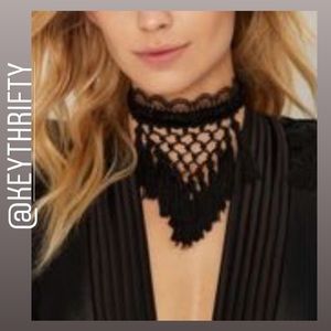 Nasty Gal Black Fringe Choker